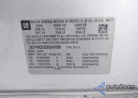 2013 Cadillac Srx Luxury Collection from USA, damaged, VIN 3GYFNCE35DS647986